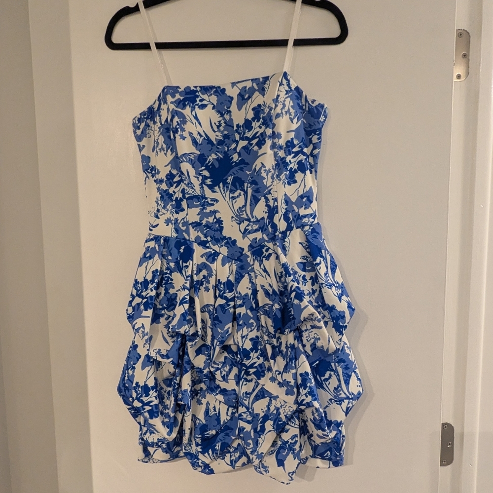 Blue and White Floral Dress